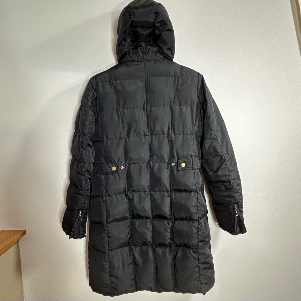 Lands' End Women's Black Hooded Double Zip Puffer Jacket Size S (6-8) - Picture 2 of 16